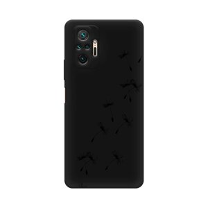Матовый силиконовый чехол на Xiaomi Redmi Note 10 Pro / Сяоми Редми Нот 10 Pro Летящие одуванчики, черный