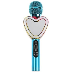 Микрофон для караоке Q5, 3 Вт, 1800 мАч, Bluetooth, FM, microSD, синий 9365039