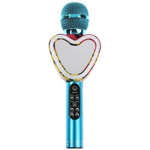 Микрофон для караоке Q5, 3 Вт, 1800 мАч, Bluetooth, FM, microSD, синий