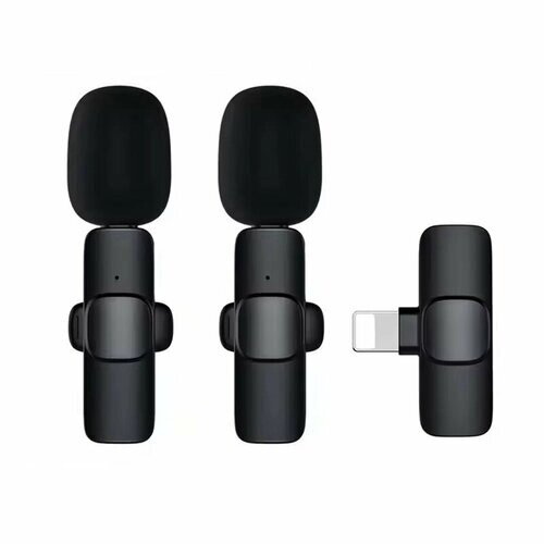 Микрофон петличный, комплект из 2 беспроводных микрофонов К11, петлички для стрима, для записи звука и видео с качественным голосом, черный
