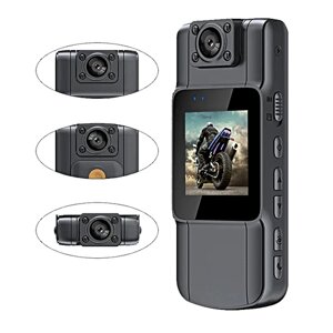 Миниатюрная нагрудная камера 1080p, Цифровой переносной видеорегистратор, Экшн-камера, Черный