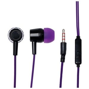 Наушники Krutoff HF-J69, вакуумные, микрофон, 106 дБ, 16 Ом, 3.5 мм, 1 м, фиолетовые