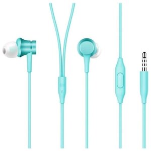 Наушники Xiaomi Piston Fresh Bloom HSEJ03JY, вакуумные, микрофон, 98дБ, 3.5мм,1.25м, голубые