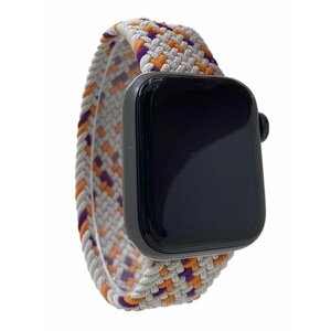 Нейлоновый ремешок для Apple Watch 1-9 / SE / ULTRA (42/44/45/49 мм), без застежки, серо-фиолетово-оранжевый, размер S