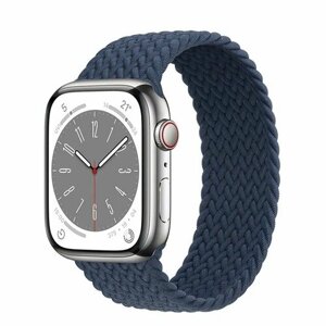 Нейлоновый ремешок для Apple Watch Series 1-9, SE, SE 2 и Ultra, Ultra 2; смарт часов 42 mm / 44 mm / 45 mm /49 mm; размер M (155 mm), темно-синий