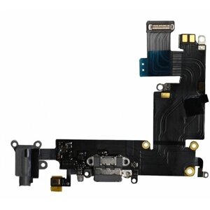 Нижний шлейф с разъемом зарядки+наушник+микрофон для iPhone 6 Plus (Черный)