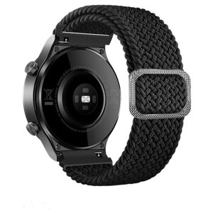 Плетеный нейлоновый тканевый ремешок для часов Samsung Galaxy Watch 3 45 мм/huawei watch GT2 46 мм/Gear S3, Amazfit GTR 47 мм . Черный. 22 мм.
