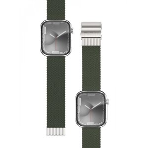 Плетеный ремешок для Apple Watch 42/44/45/49mm Amazingthing Titan Weave 2 зеленый, нейлоновый браслет для смарт часов, Эпл Вотч