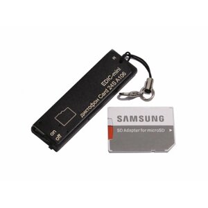 Профессиональный мини диктофон Edic-mini A:106 CARD-24-S 2 подарка (Power-bank 10000 mAh SD карта) - линейная и кольцевая запись