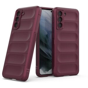 Противоударный чехол Flexible Case для Samsung Galaxy S21 бордовый
