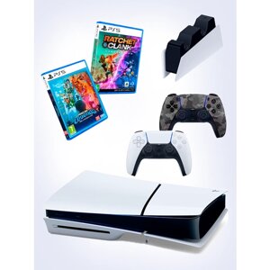 PS5 (ПC5) Игровая приставка Sony PlayStation 5 Slim disc + 2-й геймпад (камуфляж) + зарядное + игра Minecraft+ игра Ratchet Clank