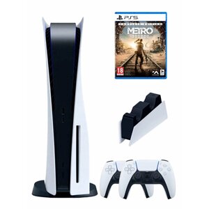 PS5 (ПС5) Игровая приставка Sony PlayStation 5 ( 3-я ревизия) + 2-й геймпад (белый) + зарядное + игра Metro
