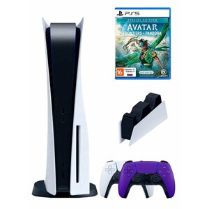 PS5 (ПС5) Игровая приставка Sony PlayStation 5 ( 3-я ревизия) + 2-й геймпад (фиолетовый) + зарядное + Avatar