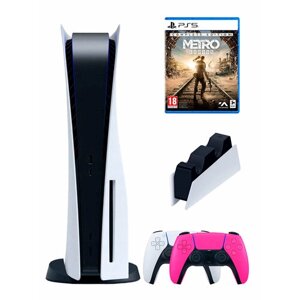 PS5 (ПС5) Игровая приставка Sony PlayStation 5 ( 3-я ревизия) + 2-й геймпад (розовый) + зарядное + игра Metro