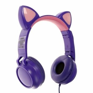 Qumo Наушники Qumo Game Cat Purple, игровые, микрофон, USB+3.5 мм, 2м, фиолетовые