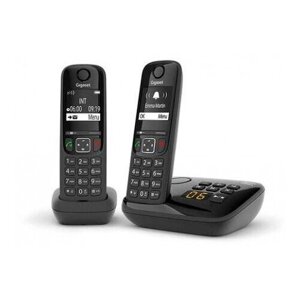 Р/Телефон Dect Gigaset AS690A DUO RUS черный (труб. в компл:2шт) автооветчик АОН