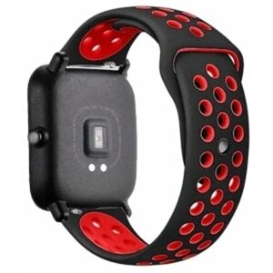 Ремешок для смарт-часов, фитнес-браслета универсальный 20 мм Nike силиконовый найк перфорация браслет Xiaomi Samsung Huawei Honor, черный красный