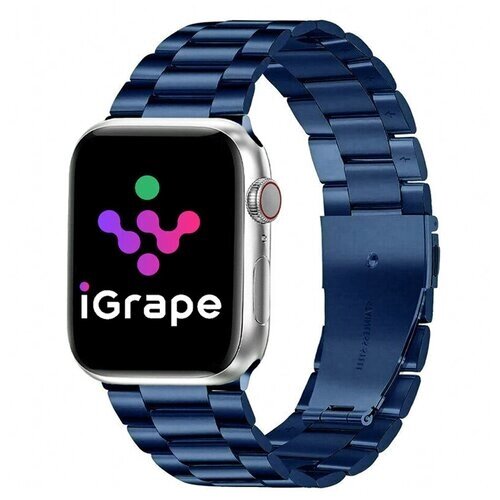 Ремешок из нержавеющей стали для Apple Watch 42/44/45 мм, iGrape (Синий)