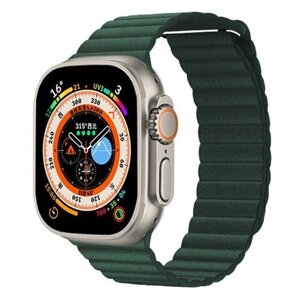 Ремешок кожаный Leather Loop для Apple Watch 38/40/41 мм, на магните, темно-зеленый (2)