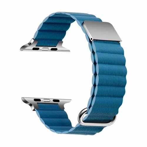 Ремешок кожаный Leather Loop Ultra для Apple Watch 42/44/45/49 мм, 235мм, на магните, синий горизонт (11)