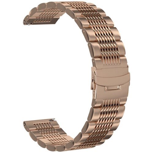 Ремешок металлический GSMIN Demi 22 для Samsung Gear S3 Frontier / Classic / Galaxy Watch (46 mm) (Розовое золото)