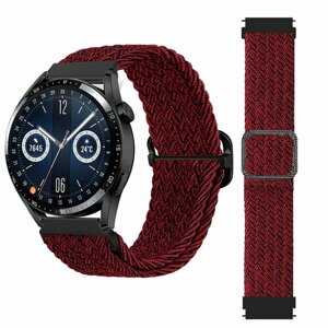 Ремешок плетеный нейлоновый для часов 20 мм Garmin, Samsung Galaxy Watch, Huawei Watch, Honor, Xiaomi Amazfit, 31 красно-черный