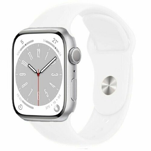 Ремешок силиконовый Sport для Apple Watch 42/44/45/49 мм, 235мм, на кнопке, белый (9)