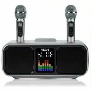 REXUS SD-318 Dark Grey - беспроводная караоке система, 2 радиомикрофона, USB, Bluetooth, оптический вход