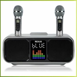 REXUS SD-318 (Gray) - беспроводная система караоке, 2 радиомикрофона, USB, Bluetooth, Optical, Coaxial