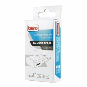 Сетевое зар. устр. Buro TJ-159w 10.5W 2.1A USB-A универсальное белый