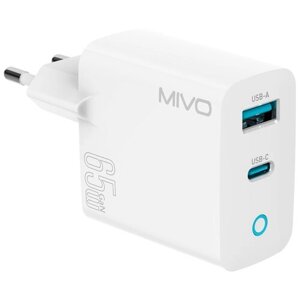 Сетевое зарядное устройство для телефона Mivo MP-650Q на 65W, USB и Type-C, быстрая зарядка QC 3.0 + PD, адаптер для андройда и айфона