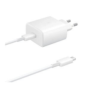 Сетевое зарядное устройство USB-C + USB-C 45W/Зарядный комплект: адаптер + кабель/Супер быстрая зарядка 2.0/ Белый