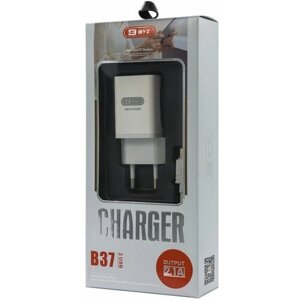 Сетевое ЗУ BYZ B37, 2хUSB-А, 2.1А + кабель (AM-8pin (Lightning), 1 м, белый