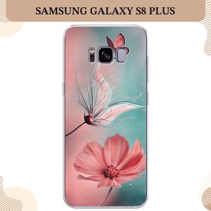 Силиконовый чехол "Бабочка и цветок" на Samsung Galaxy S8 Plus / Самсунг Галакси S8 Плюс