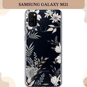 Силиконовый чехол "Цветы сепия" на Samsung Galaxy M21/M30s / Самсунг Галакси М21/M30s, прозрачный