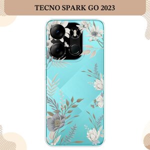 Силиконовый чехол "Цветы сепия" на Tecno Spark Go 2023/Infinix Smart 7 / Текно Спарк Гоу 2023/Инфиникс Смарт 7, прозрачный