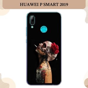 Силиконовый чехол "Девушка с черепом" на Huawei P Smart 2019/Honor 10 Lite / Хуавей П Смарт 2019