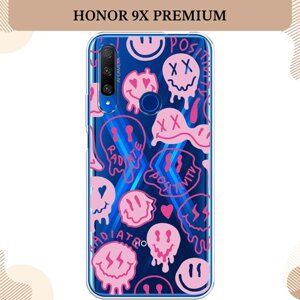 Силиконовый чехол "Галлюциногенные смайлики" на Honor 9X Premium / Хонор 9X Премиум, прозрачный