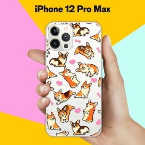 Силиконовый чехол Корги узором на Apple iPhone 12 Pro Max