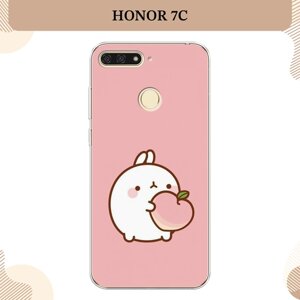 Силиконовый чехол "Кролик с персиком" на Honor 7C/7A Pro/Huawei Y6 Prime 2018 / Хонор 7С/7А Про/Хуавей Y6 Prime 2018