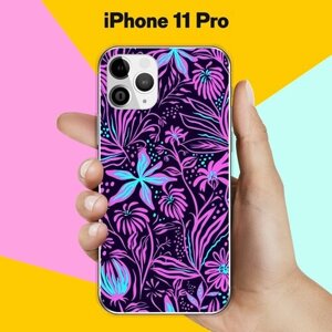 Силиконовый чехол на Apple iPhone 11 Pro Фиолетовые цветы / для Эпл Айфон 11 Про