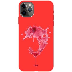 Силиконовый чехол на Apple iPhone 11 Pro Max / Эпл Айфон 11 Про Макс с рисунком "Cocktail Splash" Soft Touch красный