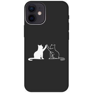 Силиконовый чехол на Apple iPhone 12 Mini / Эпл Айфон 12 мини с рисунком "Cats W" Soft Touch черный