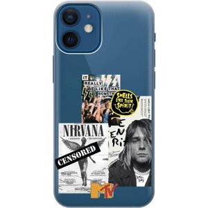 Силиконовый чехол на Apple iPhone 12 Mini / Эпл Айфон 12 мини с рисунком "Nirvana"