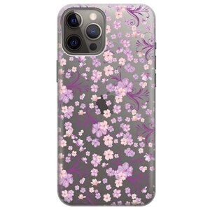 Силиконовый чехол на Apple iPhone 12 Pro Max / Эпл Айфон 12 Про Макс с рисунком "Lilac Flowers"