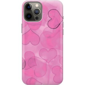 Силиконовый чехол на Apple iPhone 12 Pro Max / Эпл Айфон 12 Про Макс с рисунком "Розовые сердечки"