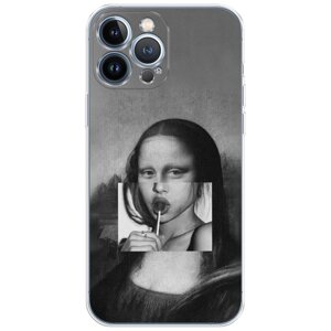 Силиконовый чехол на Apple iPhone 13 Pro Max / Айфон 13 Про Макс "Mona Lisa sucking lollipop"