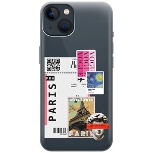 Силиконовый чехол на Apple iPhone 14 Plus / Эпл Айфон 14 Плюс с рисунком "Paris Stickers"