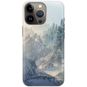 Силиконовый чехол на Apple iPhone 14 Pro / Эпл Айфон 14 Про с рисунком "Снежные горы и лес"