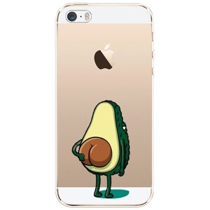 Силиконовый чехол на Apple iPhone 5/5S/SE / Айфон 5/5S/SE Попа авокадо, прозрачный